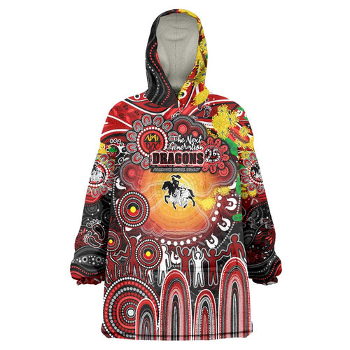 Personalised NAIDOC Week 2025 Dragons Rugby Wearable Blanket Hoodie Aboriginal Dot Painting