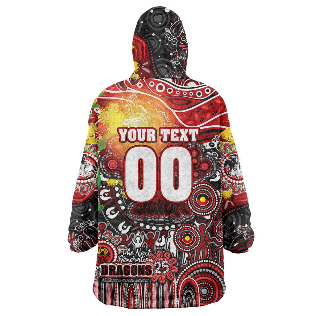 Personalised NAIDOC Week 2025 Dragons Rugby Wearable Blanket Hoodie Aboriginal Dot Painting