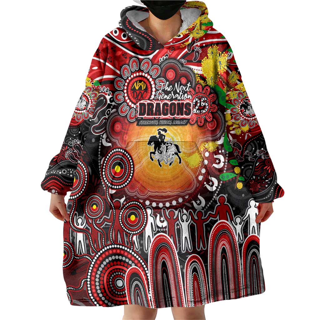 Personalised NAIDOC Week 2025 Dragons Rugby Wearable Blanket Hoodie Aboriginal Dot Painting