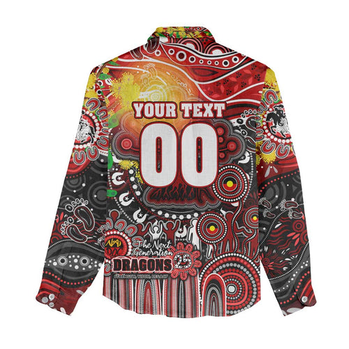 Personalised NAIDOC Week 2025 Dragons Rugby Women Casual Shirt Aboriginal Dot Painting