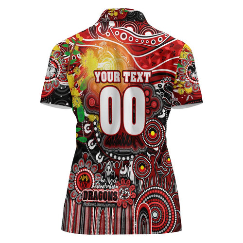Personalised NAIDOC Week 2025 Dragons Rugby Women Polo Shirt Aboriginal Dot Painting