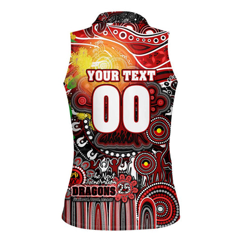 Personalised NAIDOC Week 2025 Dragons Rugby Women Sleeveless Polo Shirt Aboriginal Dot Painting
