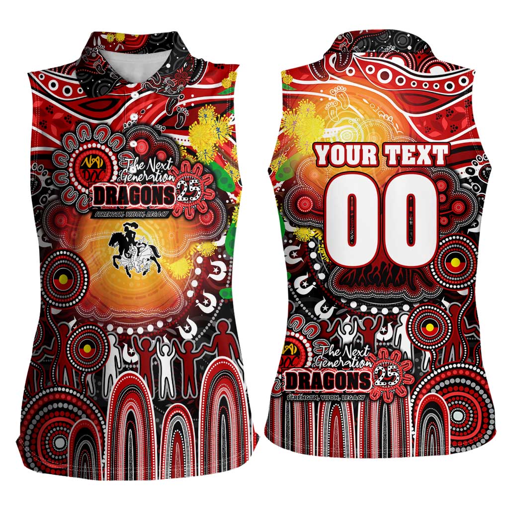 Personalised NAIDOC Week 2025 Dragons Rugby Women Sleeveless Polo Shirt Aboriginal Dot Painting