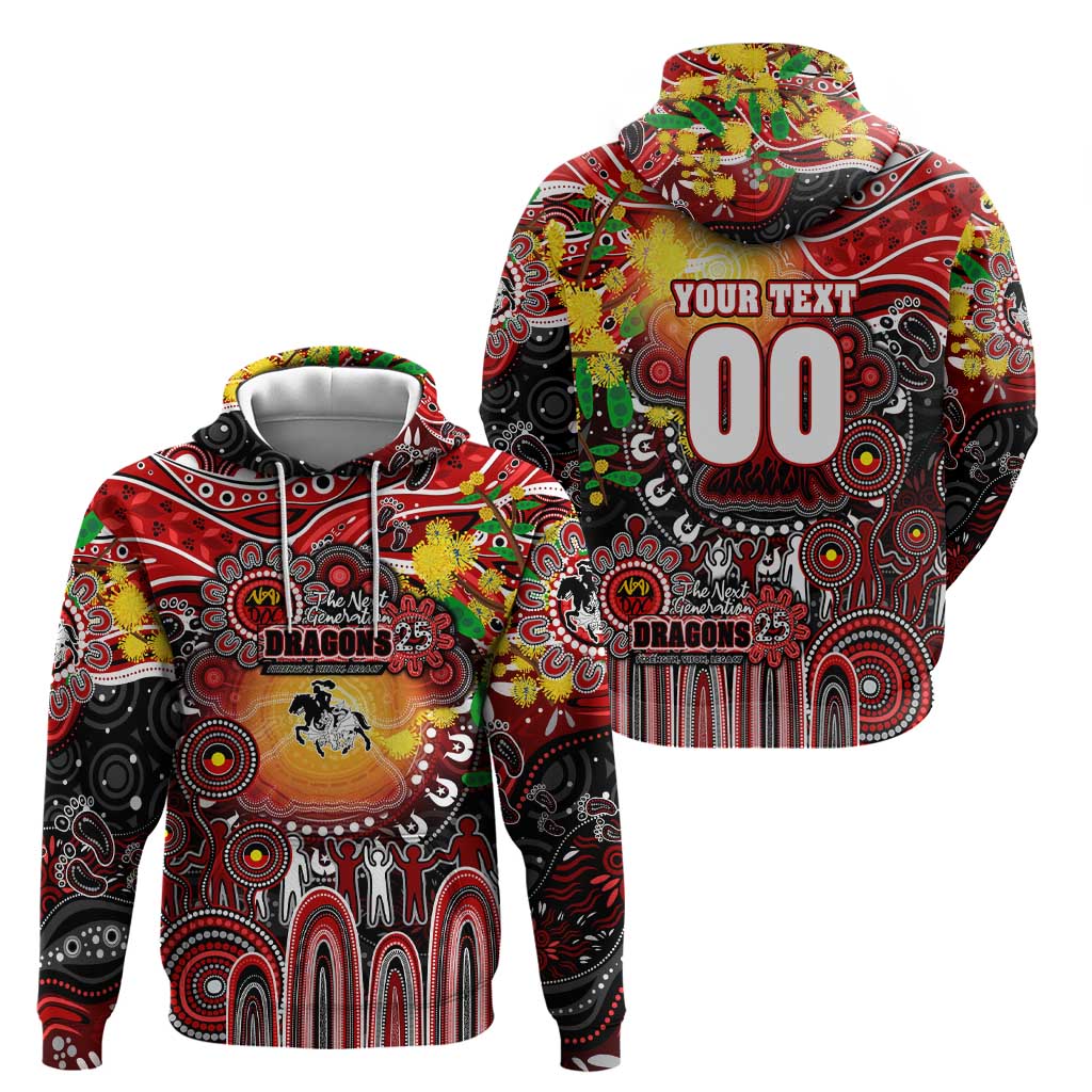 Personalised NAIDOC Week 2025 Dragons Rugby Zip Hoodie Aboriginal Dot Painting