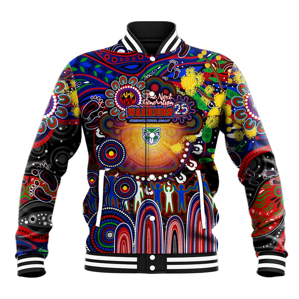 Personalised NAIDOC Week 2025 Warriors Rugby Baseball Jacket Aboriginal Dot Painting