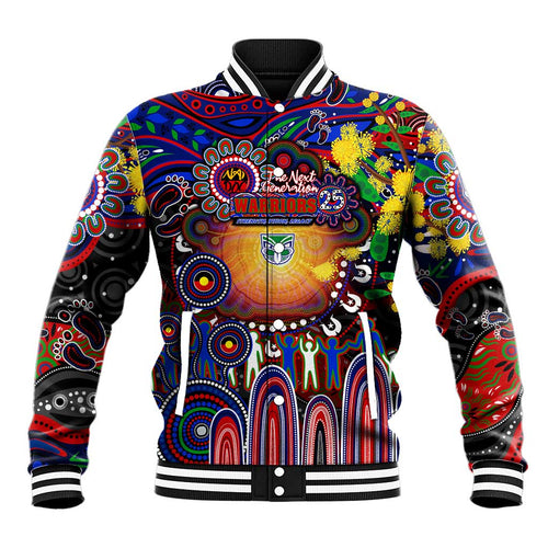 Personalised NAIDOC Week 2025 Warriors Rugby Baseball Jacket Aboriginal Dot Painting