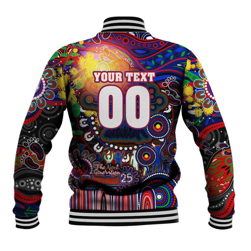 Personalised NAIDOC Week 2025 Warriors Rugby Baseball Jacket Aboriginal Dot Painting