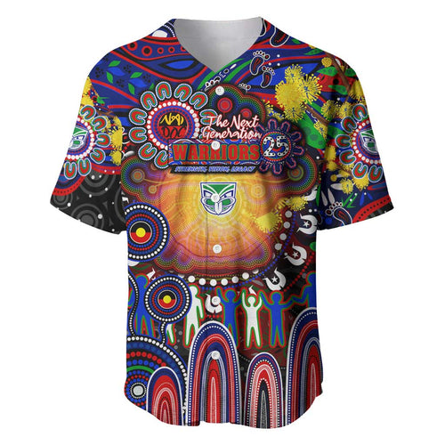 Personalised NAIDOC Week 2025 Warriors Rugby Baseball Jersey Aboriginal Dot Painting