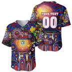 Personalised NAIDOC Week 2025 Warriors Rugby Baseball Jersey Aboriginal Dot Painting