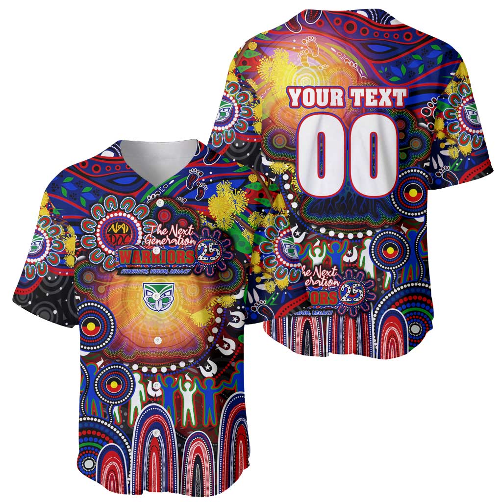 Personalised NAIDOC Week 2025 Warriors Rugby Baseball Jersey Aboriginal Dot Painting