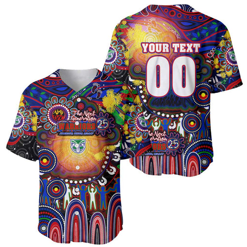 Personalised NAIDOC Week 2025 Warriors Rugby Baseball Jersey Aboriginal Dot Painting