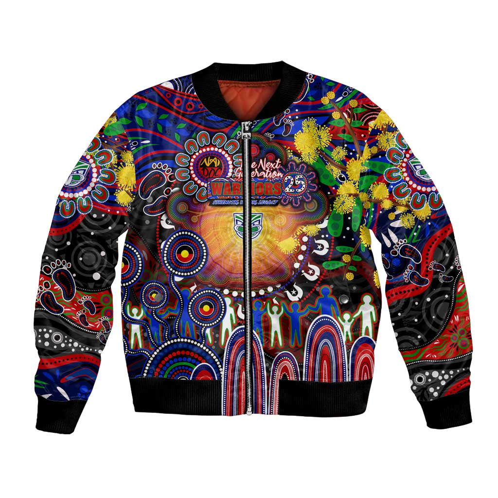 Personalised NAIDOC Week 2025 Warriors Rugby Bomber Jacket Aboriginal Dot Painting