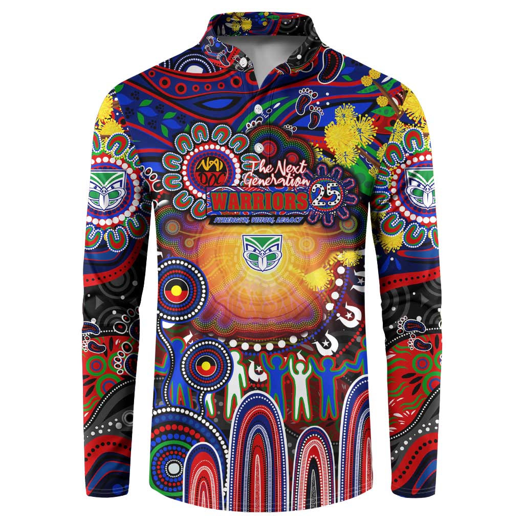 Personalised NAIDOC Week 2025 Warriors Rugby Button Sweatshirt Aboriginal Dot Painting