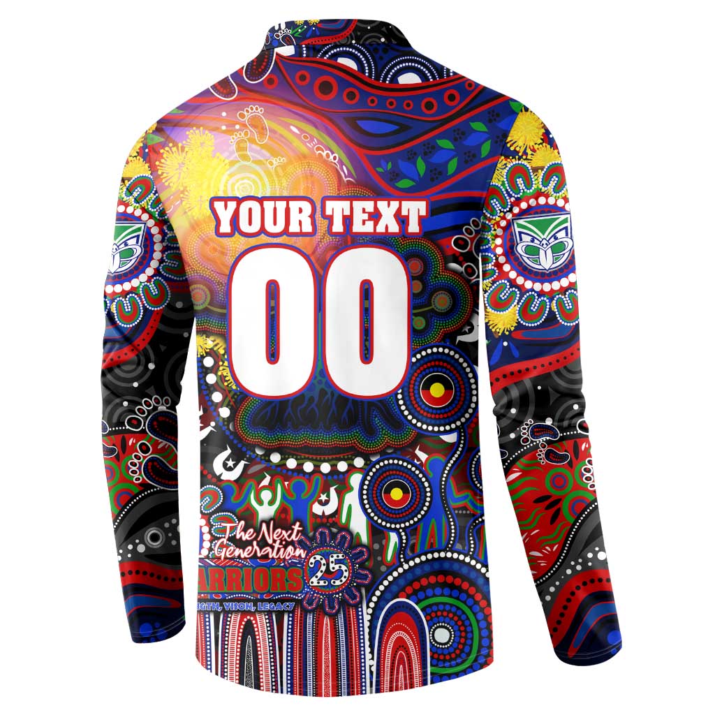 Personalised NAIDOC Week 2025 Warriors Rugby Button Sweatshirt Aboriginal Dot Painting