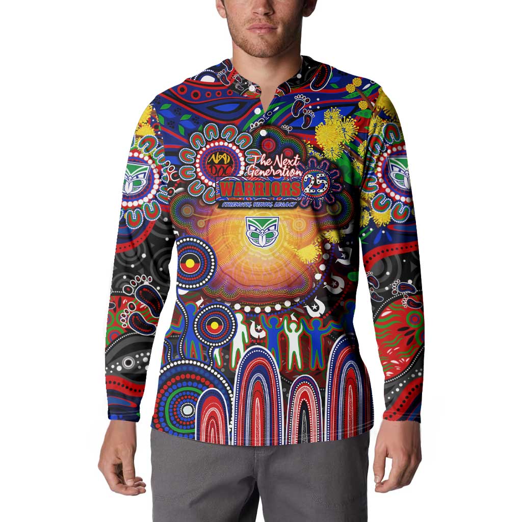 Personalised NAIDOC Week 2025 Warriors Rugby Button Sweatshirt Aboriginal Dot Painting