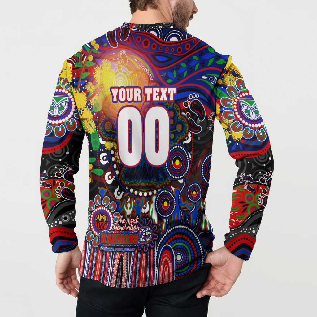 Personalised NAIDOC Week 2025 Warriors Rugby Button Sweatshirt Aboriginal Dot Painting