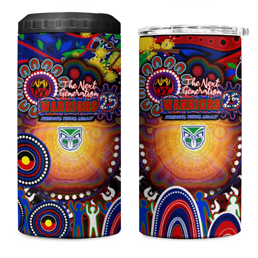 NAIDOC Week 2025 Warriors Rugby 4 in 1 Can Cooler Tumbler Aboriginal Dot Painting