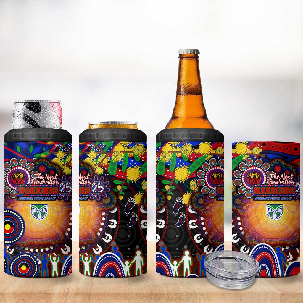 NAIDOC Week 2025 Warriors Rugby 4 in 1 Can Cooler Tumbler Aboriginal Dot Painting