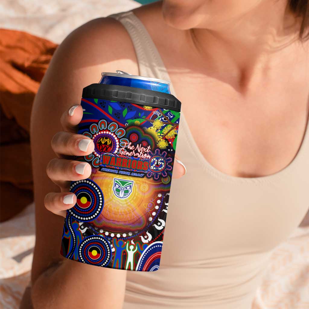 NAIDOC Week 2025 Warriors Rugby 4 in 1 Can Cooler Tumbler Aboriginal Dot Painting