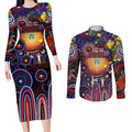 Personalised NAIDOC Week 2025 Warriors Rugby Couples Matching Long Sleeve Bodycon Dress and Long Sleeve Button Shirt Aboriginal Dot Painting