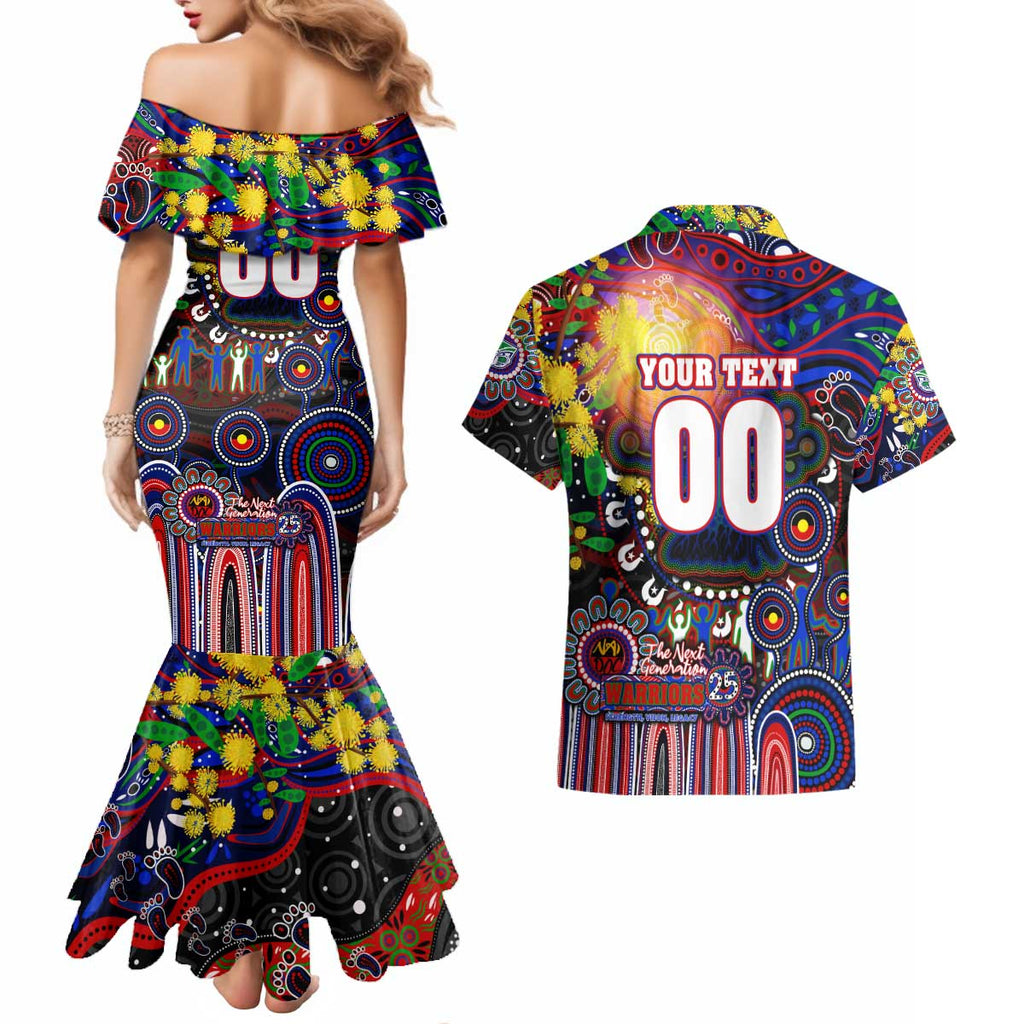 Personalised NAIDOC Week 2025 Warriors Rugby Couples Matching Mermaid Dress and Hawaiian Shirt Aboriginal Dot Painting