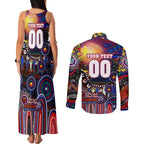 Personalised NAIDOC Week 2025 Warriors Rugby Couples Matching Tank Maxi Dress and Long Sleeve Button Shirt Aboriginal Dot Painting