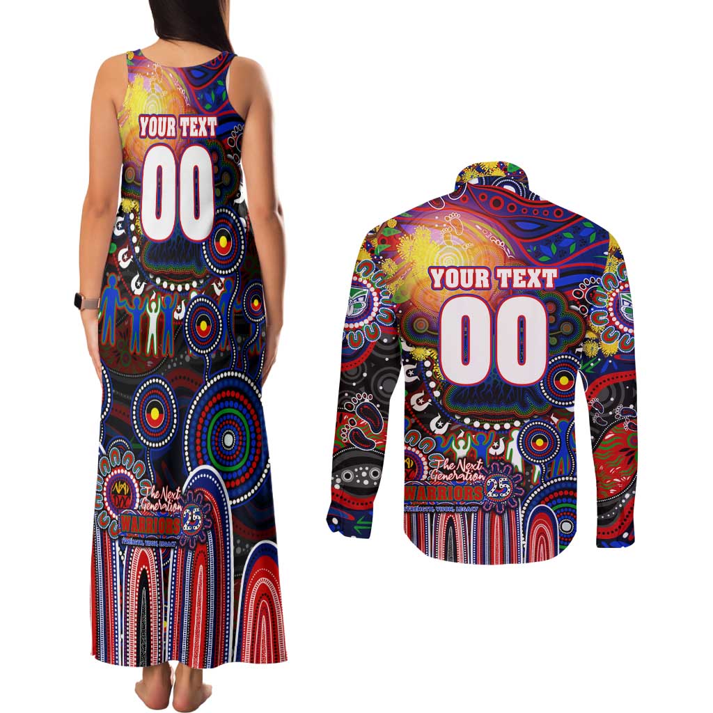 Personalised NAIDOC Week 2025 Warriors Rugby Couples Matching Tank Maxi Dress and Long Sleeve Button Shirt Aboriginal Dot Painting