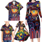 Personalised NAIDOC Week 2025 Warriors Rugby Family Matching Long Sleeve Bodycon Dress and Hawaiian Shirt Aboriginal Dot Painting