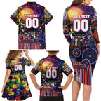 Personalised NAIDOC Week 2025 Warriors Rugby Family Matching Long Sleeve Bodycon Dress and Hawaiian Shirt Aboriginal Dot Painting