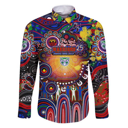Personalised NAIDOC Week 2025 Warriors Rugby Family Matching Long Sleeve Bodycon Dress and Hawaiian Shirt Aboriginal Dot Painting