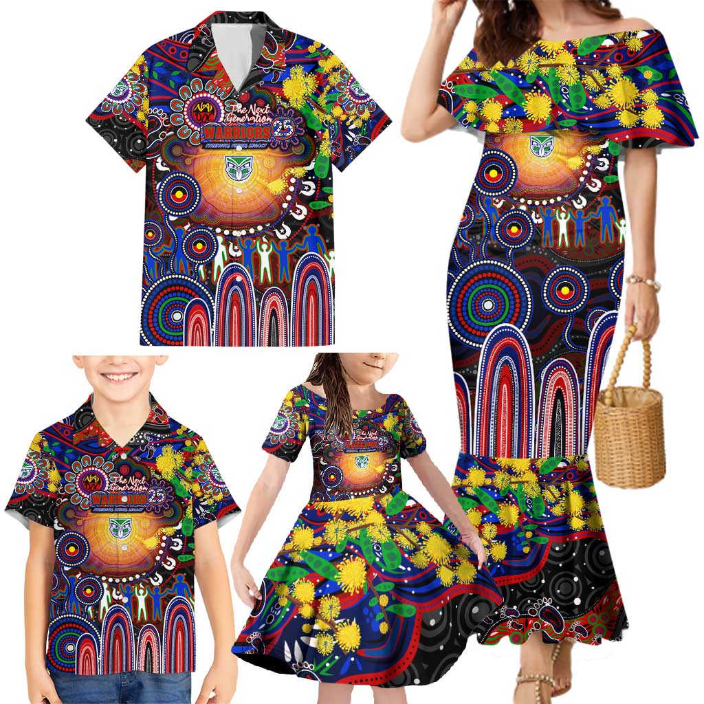 Personalised NAIDOC Week 2025 Warriors Rugby Family Matching Mermaid Dress and Hawaiian Shirt Aboriginal Dot Painting