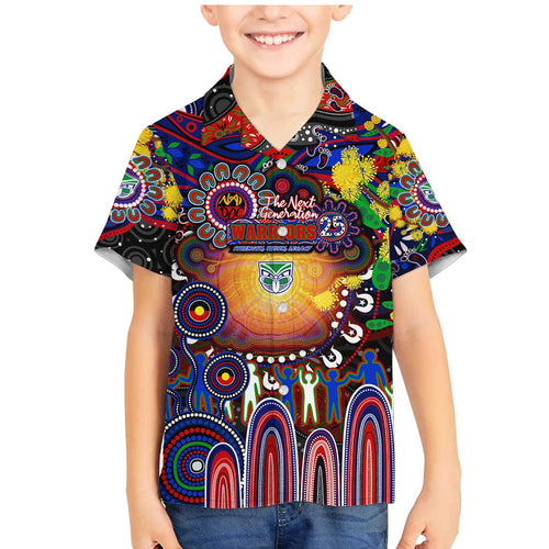 Personalised NAIDOC Week 2025 Warriors Rugby Family Matching Mermaid Dress and Hawaiian Shirt Aboriginal Dot Painting