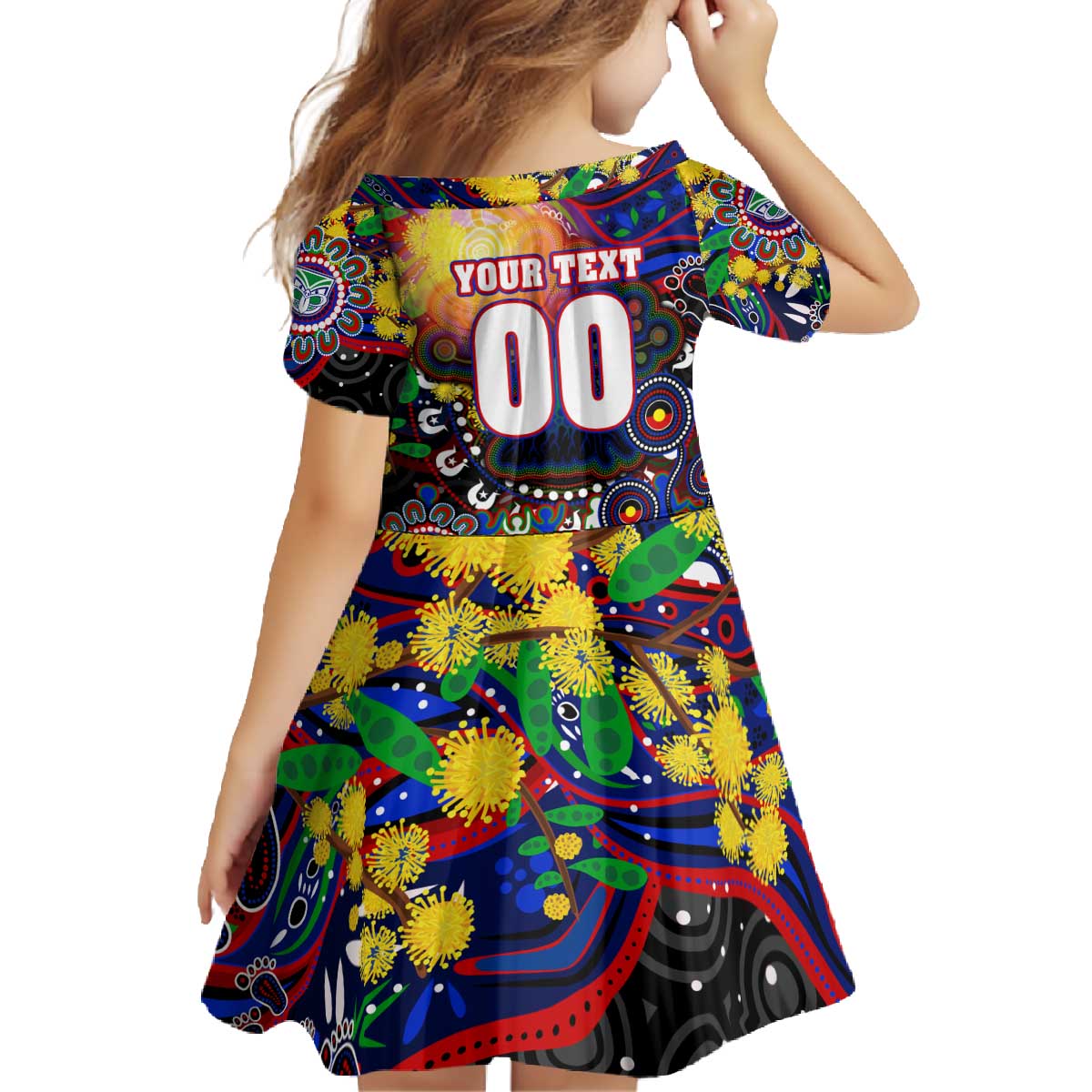 Personalised NAIDOC Week 2025 Warriors Rugby Family Matching Off The Shoulder Long Sleeve Dress and Hawaiian Shirt Aboriginal Dot Painting