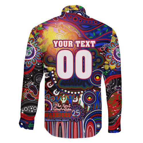 Personalised NAIDOC Week 2025 Warriors Rugby Family Matching Off Shoulder Short Dress and Hawaiian Shirt Aboriginal Dot Painting