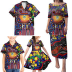 Personalised NAIDOC Week 2025 Warriors Rugby Family Matching Puletasi and Hawaiian Shirt Aboriginal Dot Painting
