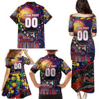 Personalised NAIDOC Week 2025 Warriors Rugby Family Matching Puletasi and Hawaiian Shirt Aboriginal Dot Painting