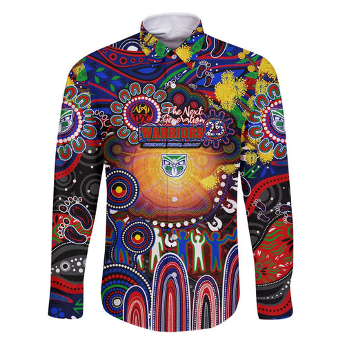 Personalised NAIDOC Week 2025 Warriors Rugby Family Matching Puletasi and Hawaiian Shirt Aboriginal Dot Painting