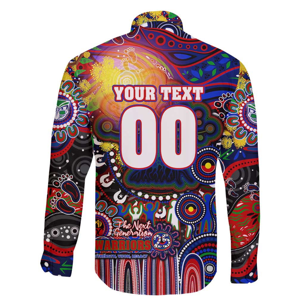 Personalised NAIDOC Week 2025 Warriors Rugby Family Matching Puletasi and Hawaiian Shirt Aboriginal Dot Painting