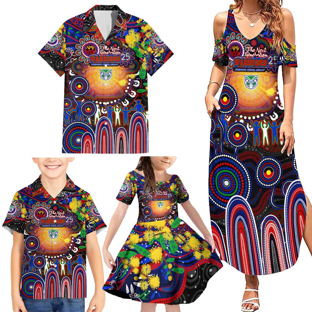 Personalised NAIDOC Week 2025 Warriors Rugby Family Matching Summer Maxi Dress and Hawaiian Shirt Aboriginal Dot Painting