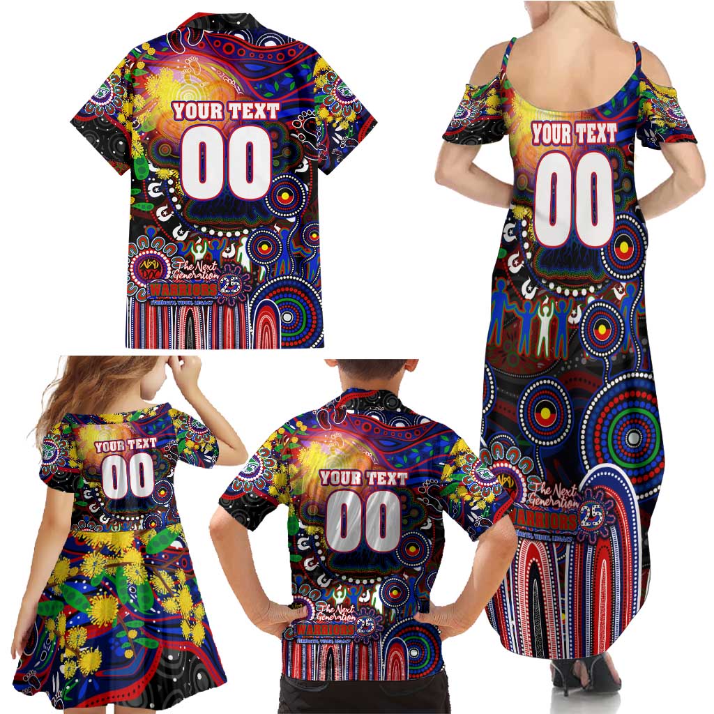 Personalised NAIDOC Week 2025 Warriors Rugby Family Matching Summer Maxi Dress and Hawaiian Shirt Aboriginal Dot Painting