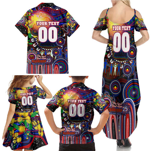 Personalised NAIDOC Week 2025 Warriors Rugby Family Matching Summer Maxi Dress and Hawaiian Shirt Aboriginal Dot Painting