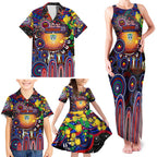 Personalised NAIDOC Week 2025 Warriors Rugby Family Matching Tank Maxi Dress and Hawaiian Shirt Aboriginal Dot Painting