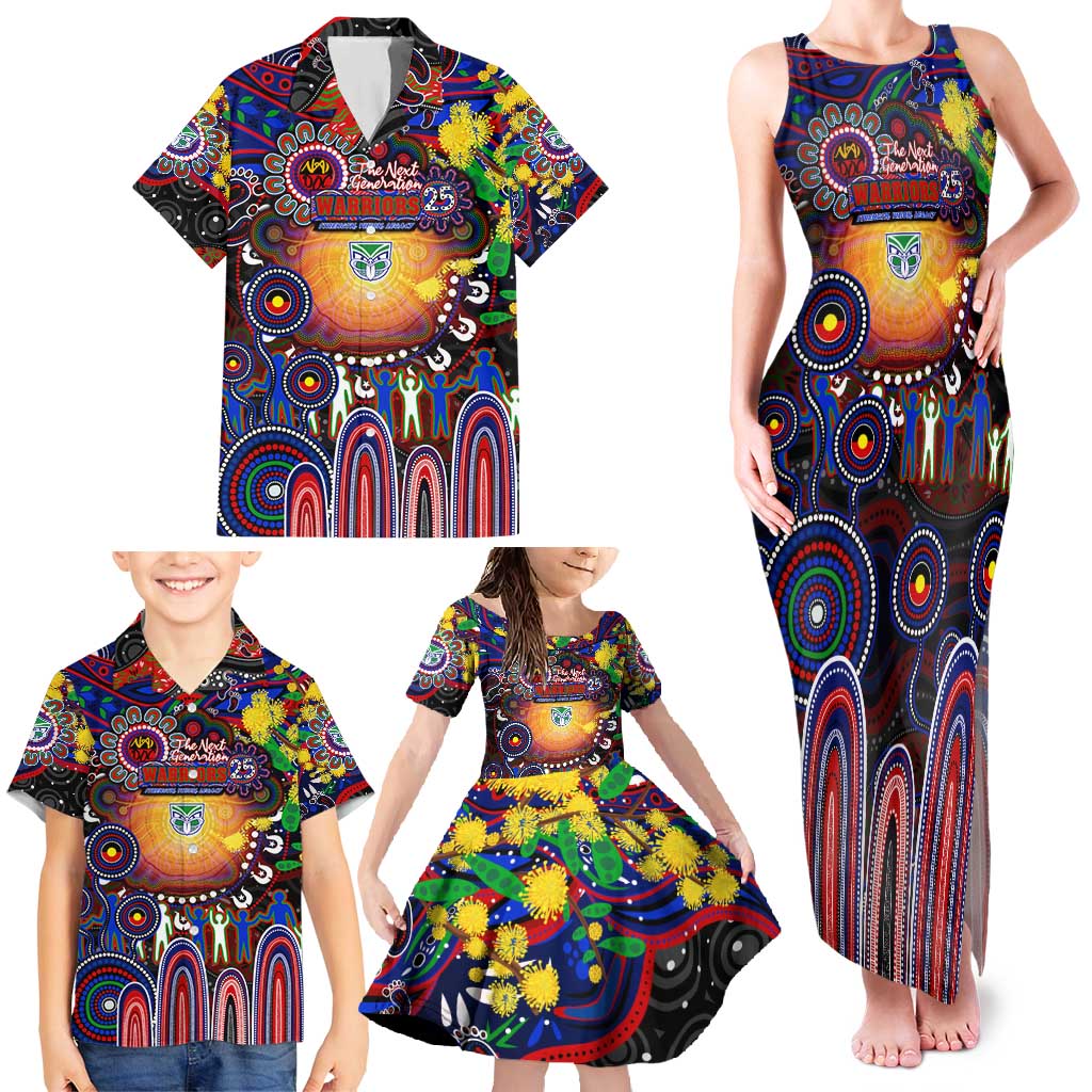 Personalised NAIDOC Week 2025 Warriors Rugby Family Matching Tank Maxi Dress and Hawaiian Shirt Aboriginal Dot Painting