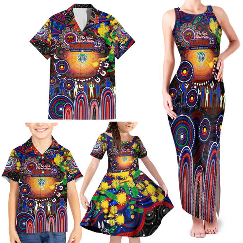 Personalised NAIDOC Week 2025 Warriors Rugby Family Matching Tank Maxi Dress and Hawaiian Shirt Aboriginal Dot Painting