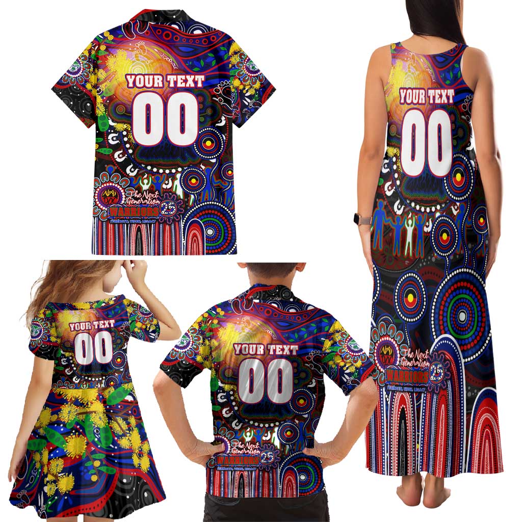 Personalised NAIDOC Week 2025 Warriors Rugby Family Matching Tank Maxi Dress and Hawaiian Shirt Aboriginal Dot Painting