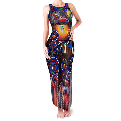 Personalised NAIDOC Week 2025 Warriors Rugby Family Matching Tank Maxi Dress and Hawaiian Shirt Aboriginal Dot Painting