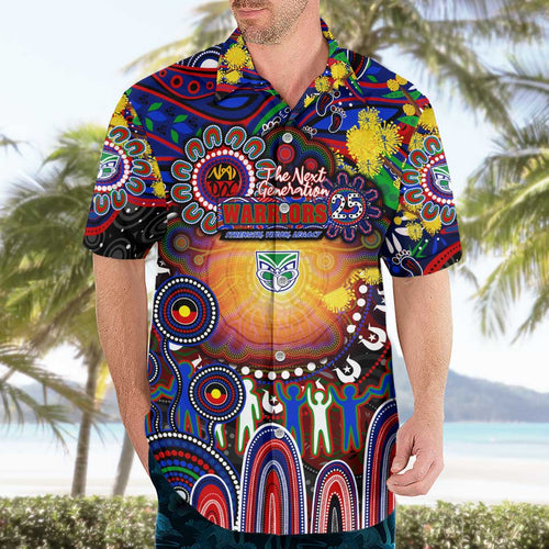 Personalised NAIDOC Week 2025 Warriors Rugby Hawaiian Shirt Aboriginal Dot Painting