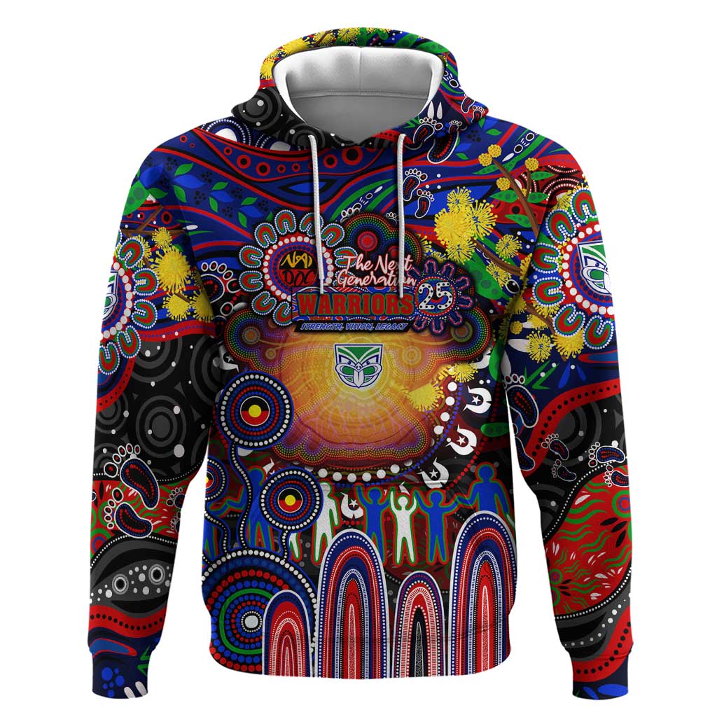 Personalised NAIDOC Week 2025 Warriors Rugby Hoodie Aboriginal Dot Painting