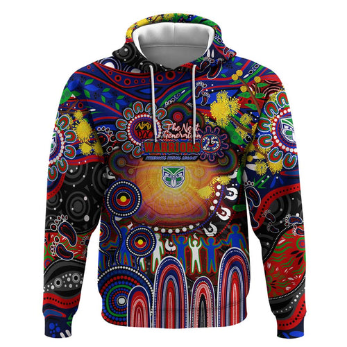 Personalised NAIDOC Week 2025 Warriors Rugby Hoodie Aboriginal Dot Painting