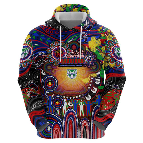 Personalised NAIDOC Week 2025 Warriors Rugby Hoodie Aboriginal Dot Painting